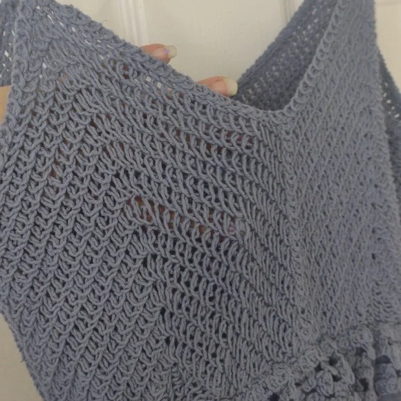 Fairy crochet balletcore ruffle/tulle/tutu flowy blue dress S/M - Picture 5 of 8